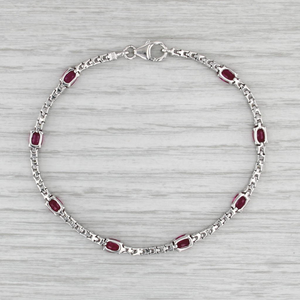 6.25ctw Lab Created Rubies Cubic Zirconias Tennis Bracelet Sterling Silver 7.75"