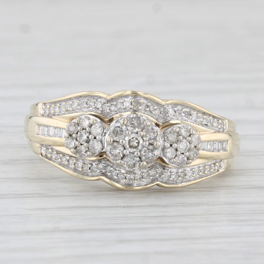 Light Gray 0.50ctw Diamond Soldered Bridal Set 10k Yellow Gold Size 9.25 Engagement Wedding