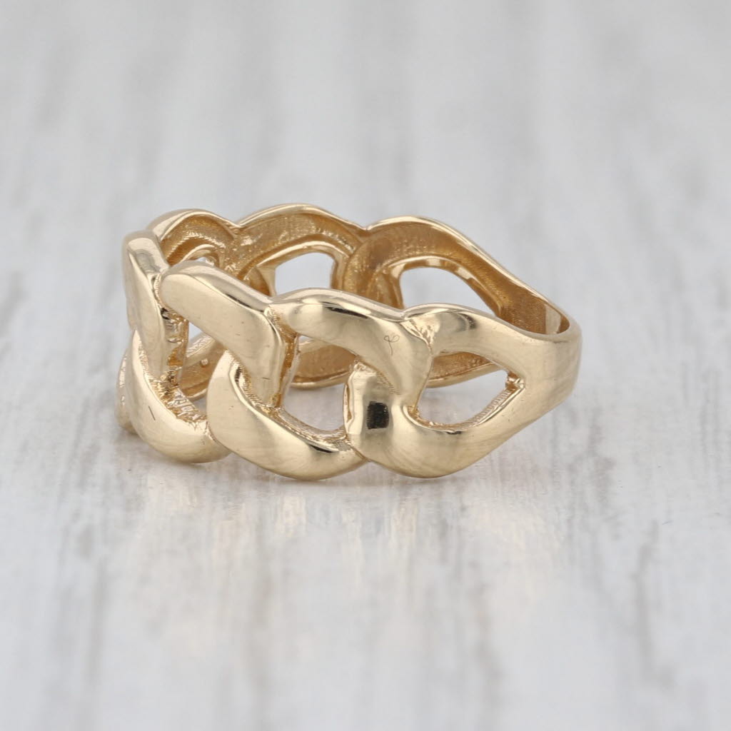 Curb Link Band Ring 18k Yellow Gold Size 5.25 Stackable