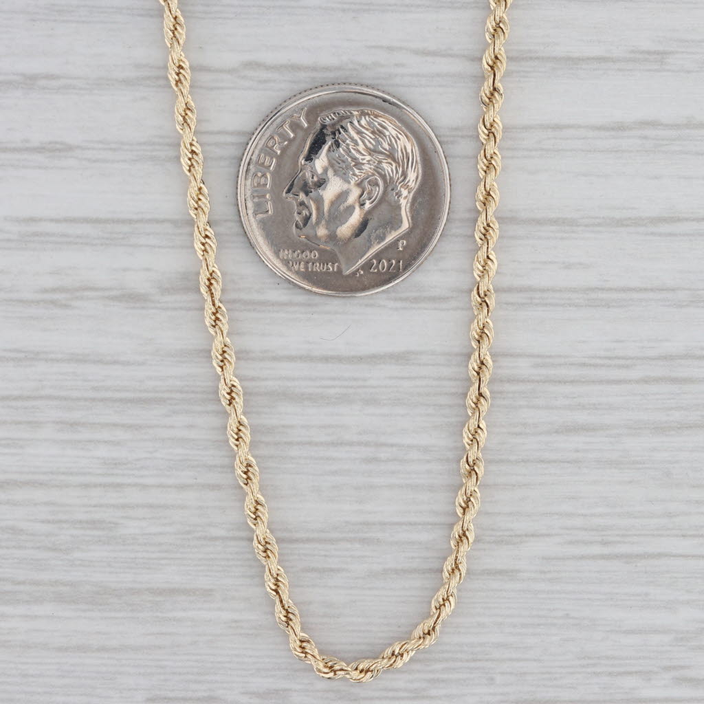 Gray 18" 2mm Rope Chain Necklace 14k Yellow Gold