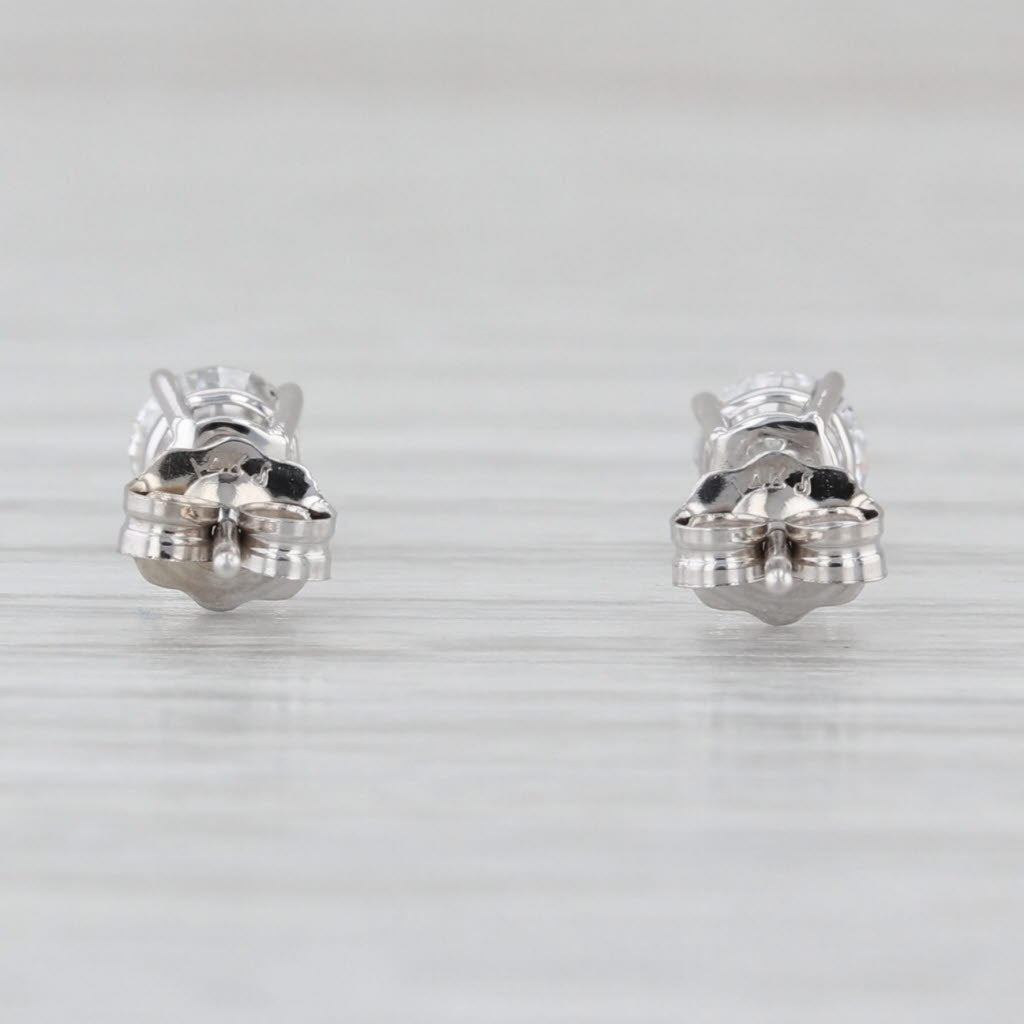 0.59ctw Round Diamond Stud Earrings 14k White Gold Solitaire Studs