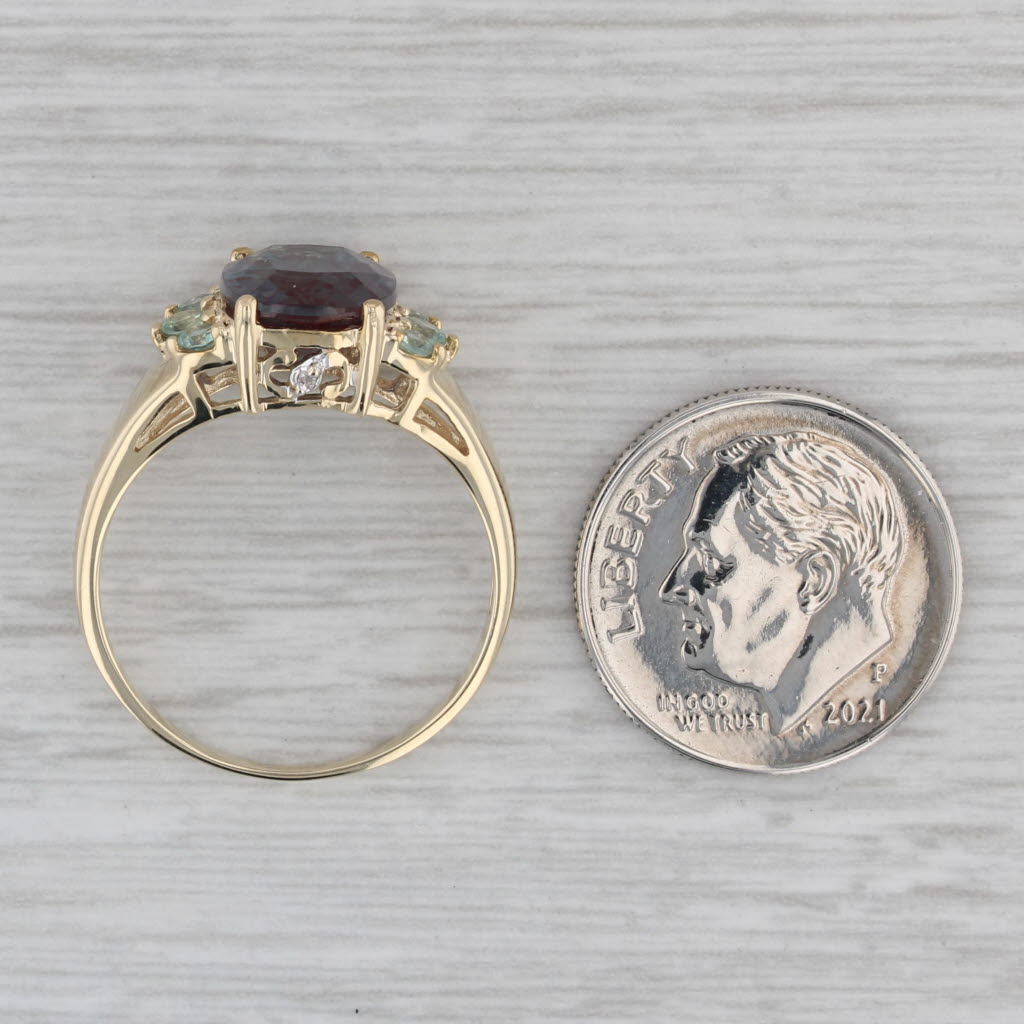 Gray 3.74ctw Lab Created Alexandrite Chrysoberyl Diamond Ring 10k Yellow Gold Sz 7.75