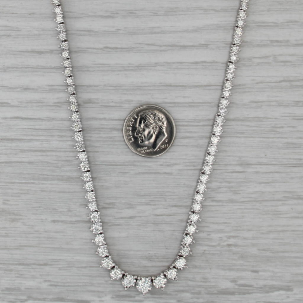 4.20ctw Graduated Diamond Tennis Necklace 14k White Gold 18"