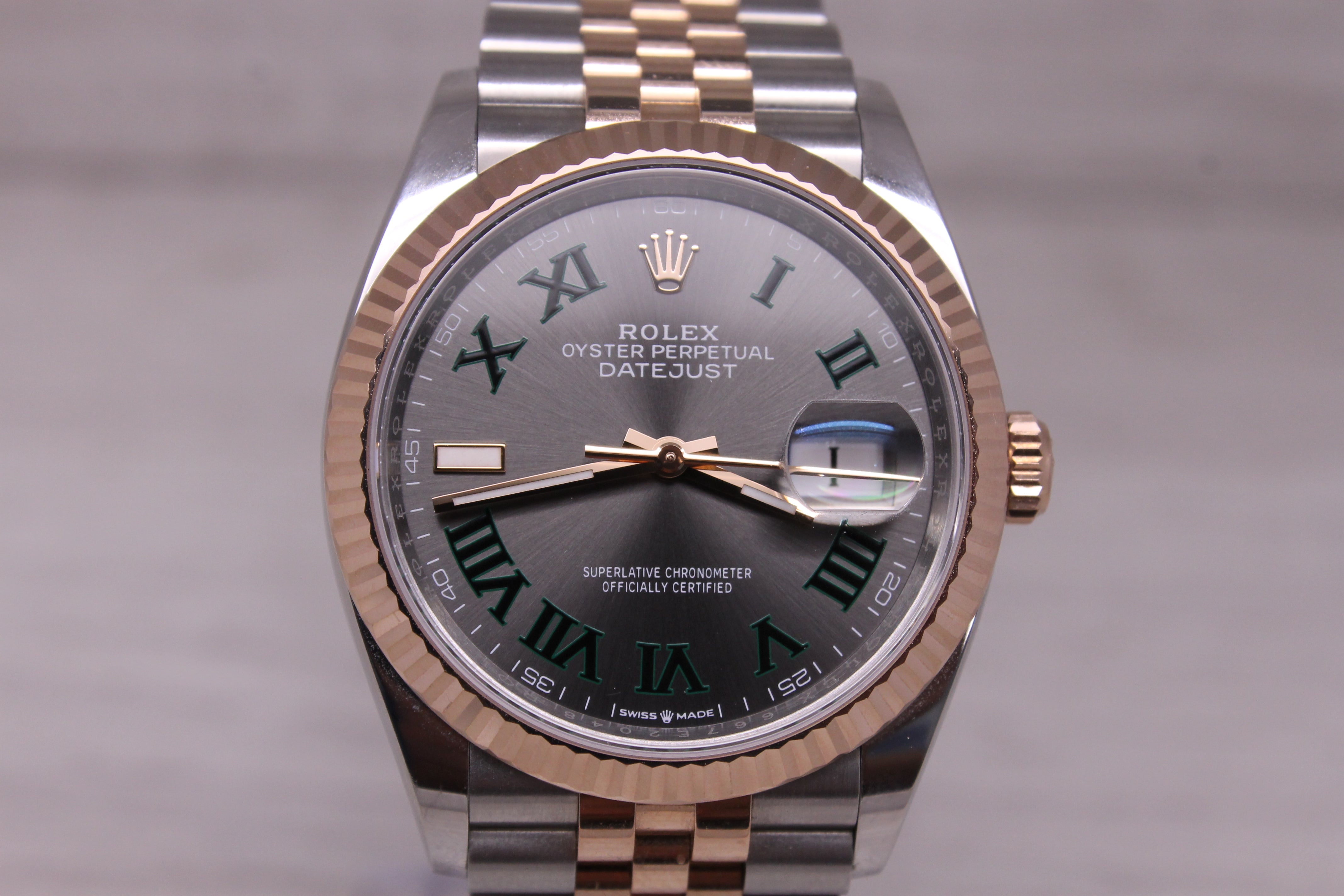 2024 Rolex Datejust Wimbledon 126231 36mm Steel Rose Watch Box Card Tag Jubilee