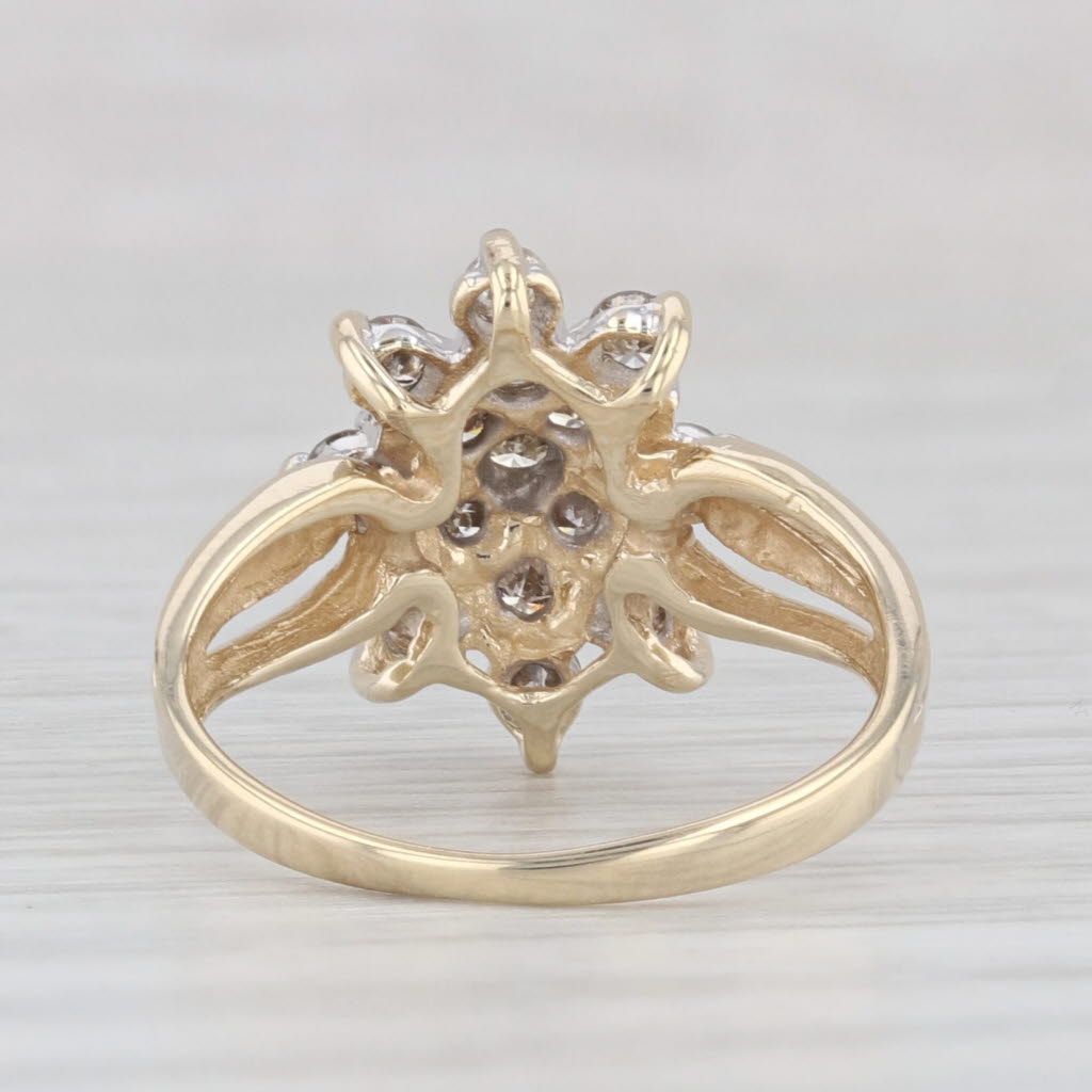 Light Gray 0.45ctw Diamond Cluster Ring 10k Yellow Gold Size 3.75 Engagement
