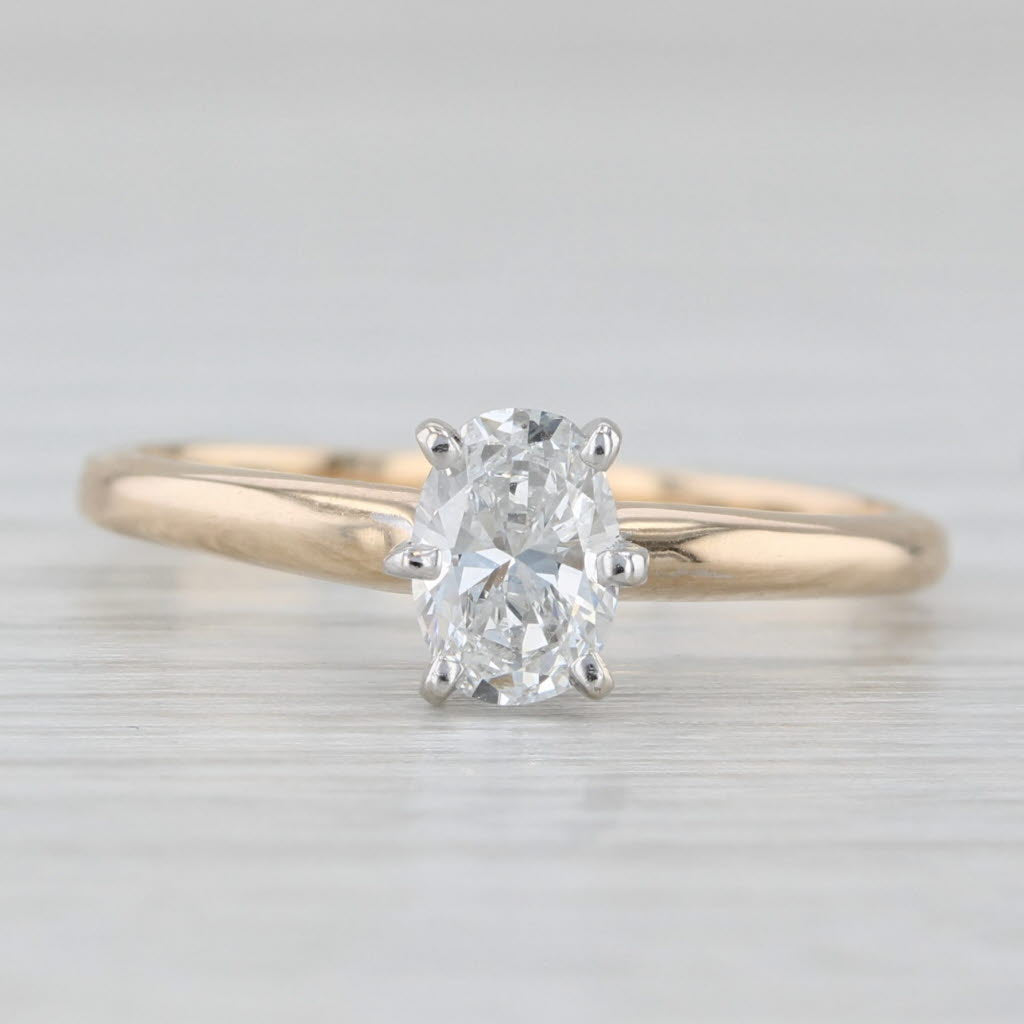 Light Gray 0.40ct Oval Diamond Solitaire Engagement Ring 14k Yellow Gold Size 8