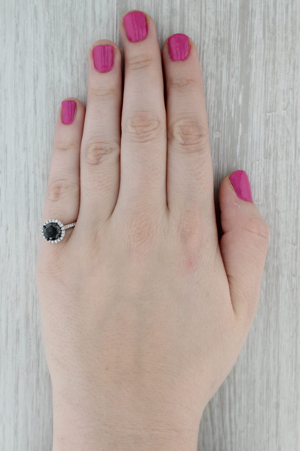Dark Gray New 2.08ctw Round Black White Diamond Halo Ring 18k White Gold Sz 6.5 Engagement
