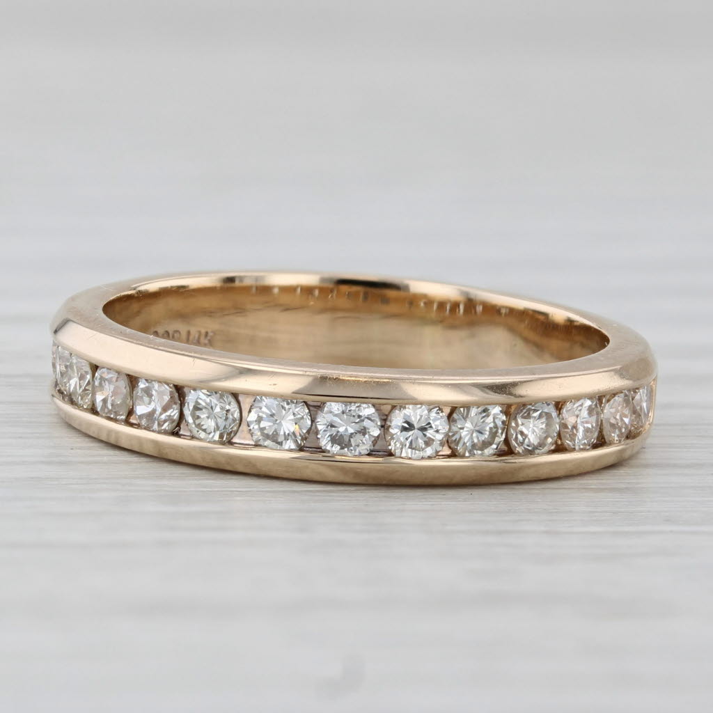 Light Gray 0.75ctw Channel Set Diamond Wedding Band 14k Yellow Gold Men's Ring