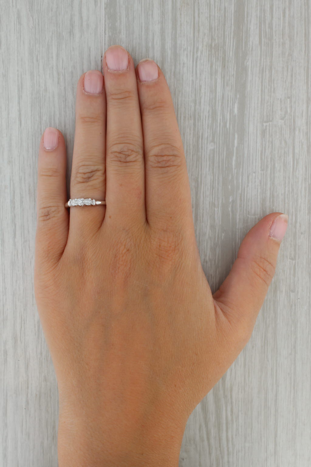 Rosy Brown 0.19ctw Diamond 3-Stone Ring 10k White Gold Size 7 Engagement