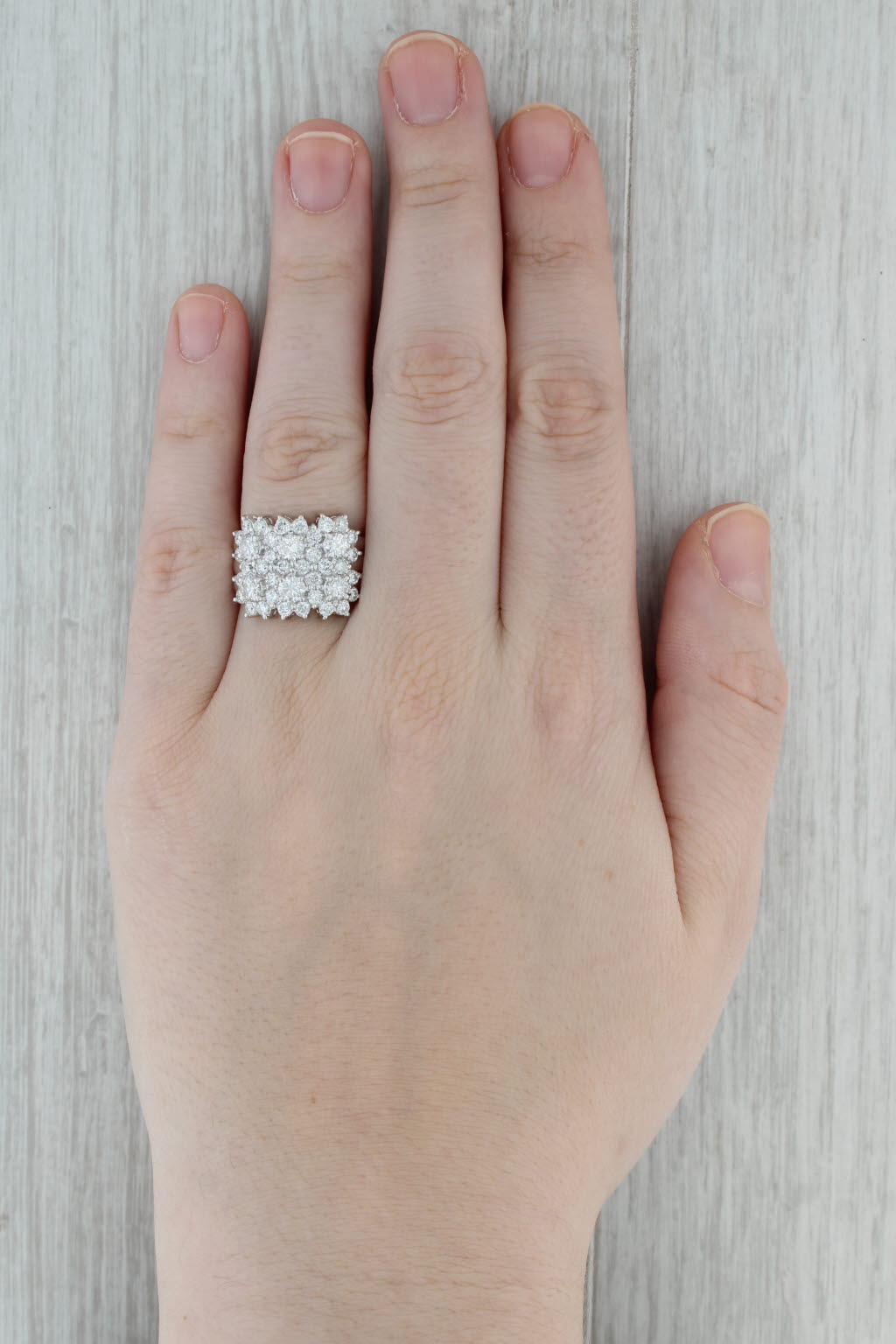Dark Gray 2.55ctw Diamond Cluster Ring 18k White Gold Size 8 Cocktail