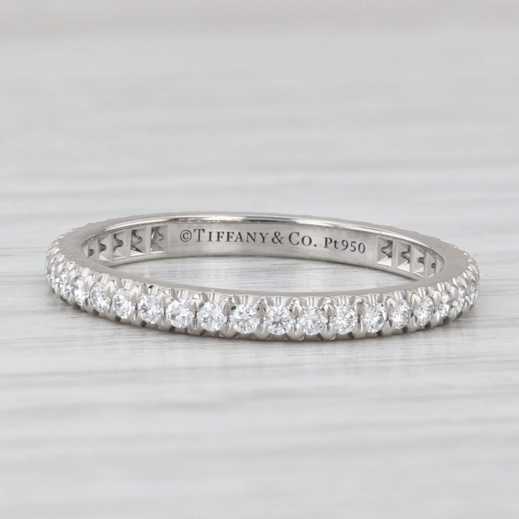 Light Gray Tiffany Soleste 0.33ctw Diamond Eternity Band 950 Platinum Wedding Ring Box