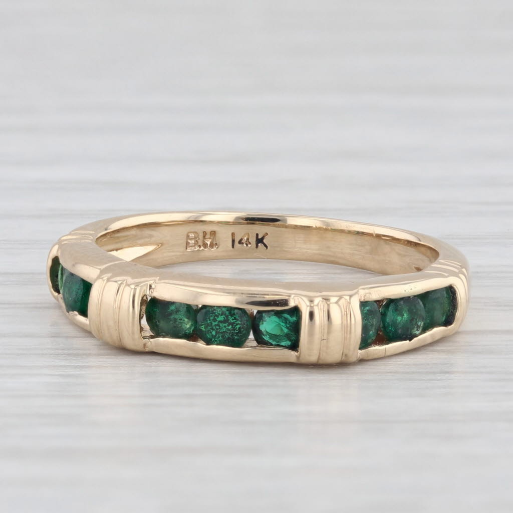 Light Gray 0.60ctw Emerald Band 14k Yellow Gold Size 7 Wedding Stackable Ring