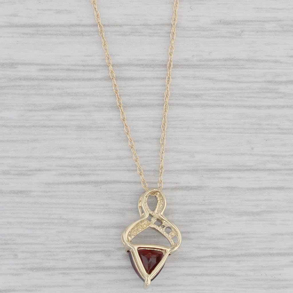 Gray 0.60ct Garnet Pendant Necklace 10k Yellow Gold 17.5" Rope Chain