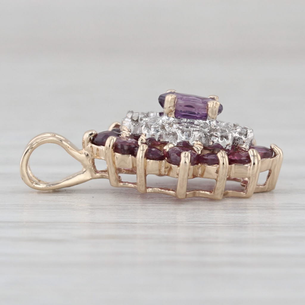 1.03ctw Purple Sapphire Diamond Pendant 10k Yellow Gold Small Drop