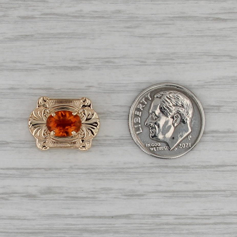 1.20ct Orange Citrine Slide Bracelet Charm 14k Yellow Gold Ornate Daffer