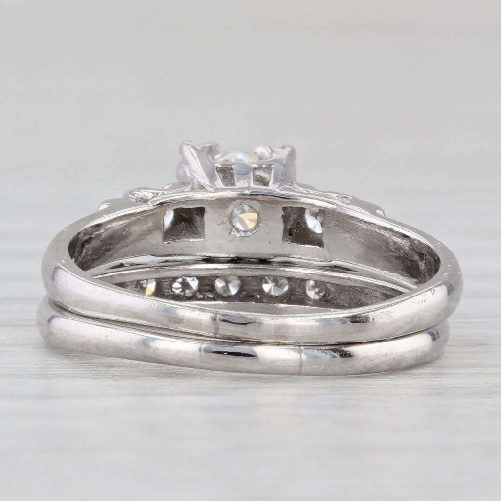 Light Gray 0.46ctw Damond Engagement Ring Wedding Band Bridal Set Platinum Size 5
