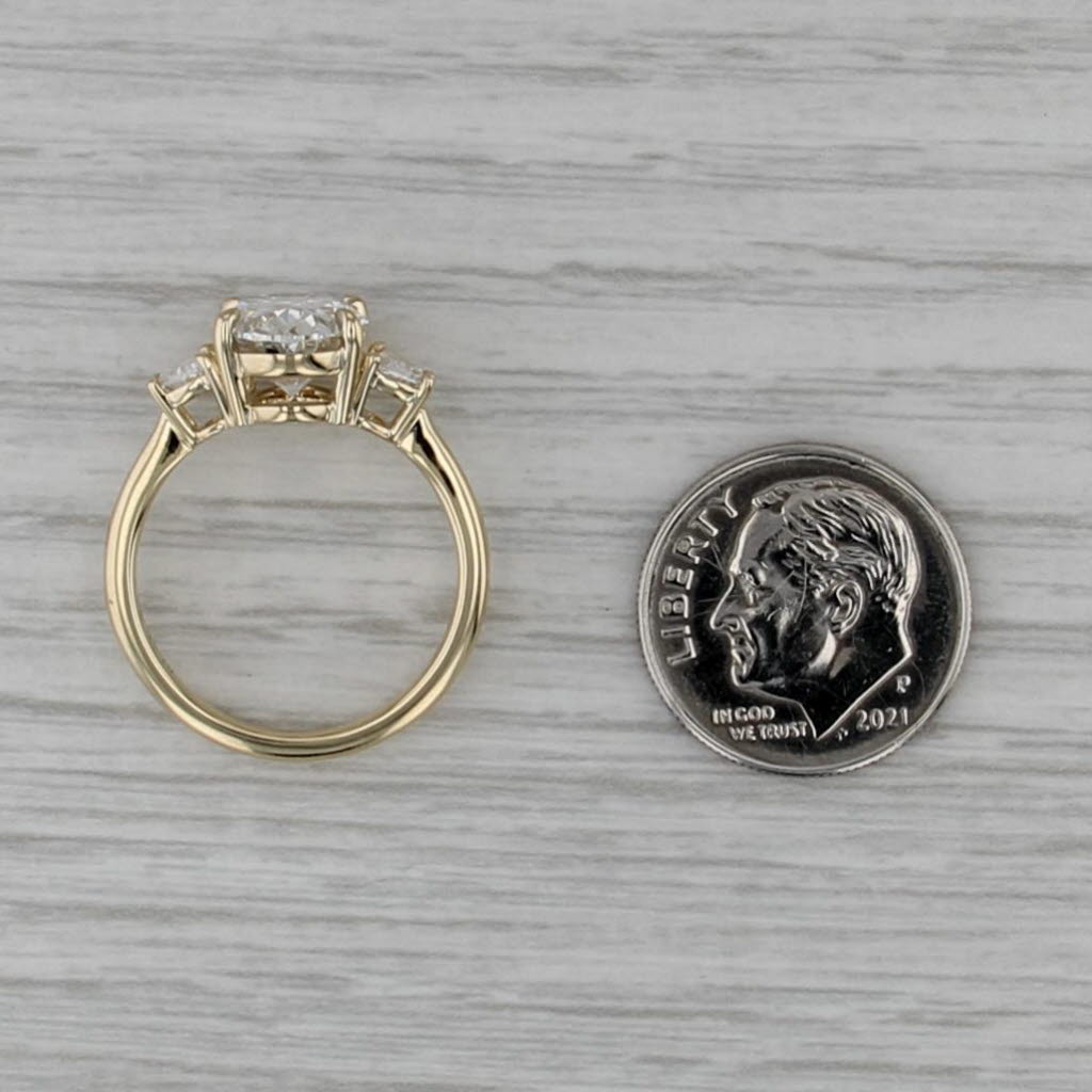 New IGI 3.41ctw Oval Lab Grown Diamond Engagement Ring 14k Yellow Gold Size 6.5