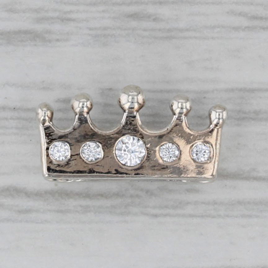 Gray Pandora Reflections Crown Clip Charm Sterling Silver 797599CZ Cubic Zirconia