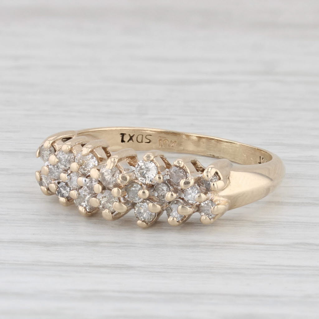 Light Gray 0.50ctw Tiered Diamond Ring 10k Yellow Gold Wedding Anniversary Band Size 7.75