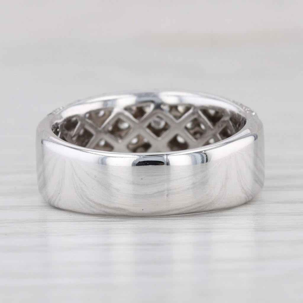 1.20ctw Pave Diamond Ring 14k White Gold Size 7.25 Wedding Anniversary Band