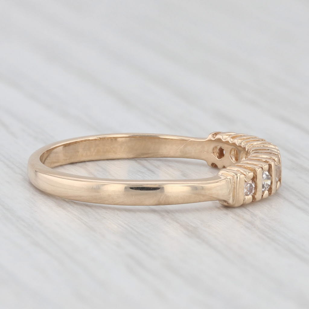 Light Gray 0.20ctw Diamond Wedding Ring 14k Yellow Gold Stackable Band Size 6.25
