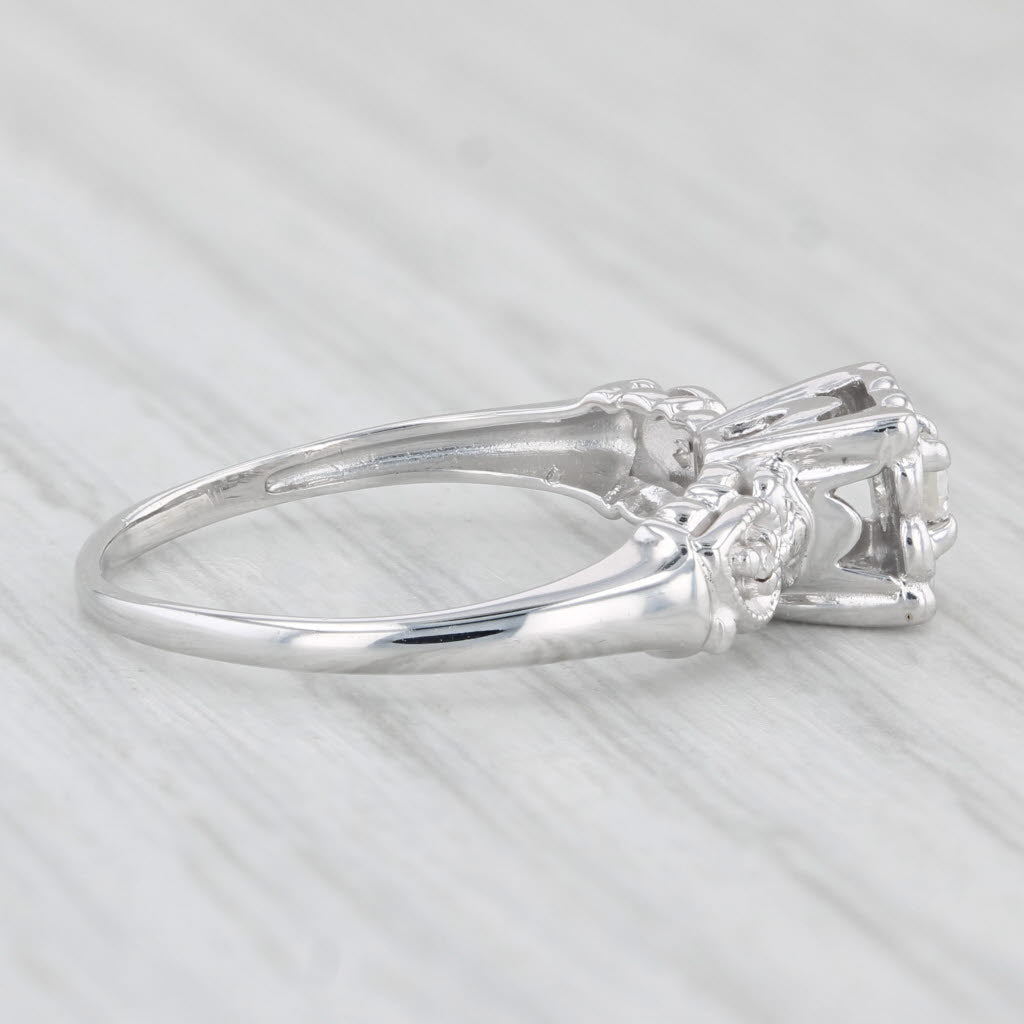 Light Gray Vintage Diamond Engagement Ring 14k White Gold Size 5.75 Heart Accents