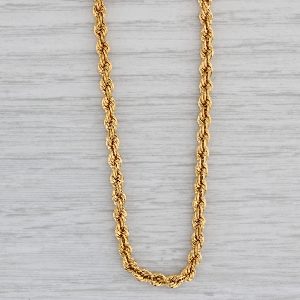 Gray 22" Rope Chain Necklace 14k Yellow Gold Lobster Clasp Milor Italy