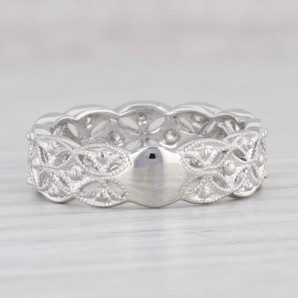 Light Gray New 0.16ctw Diamond Eternity Ring 900 Platinum Sz 6.5 Stackable Band Anniversary