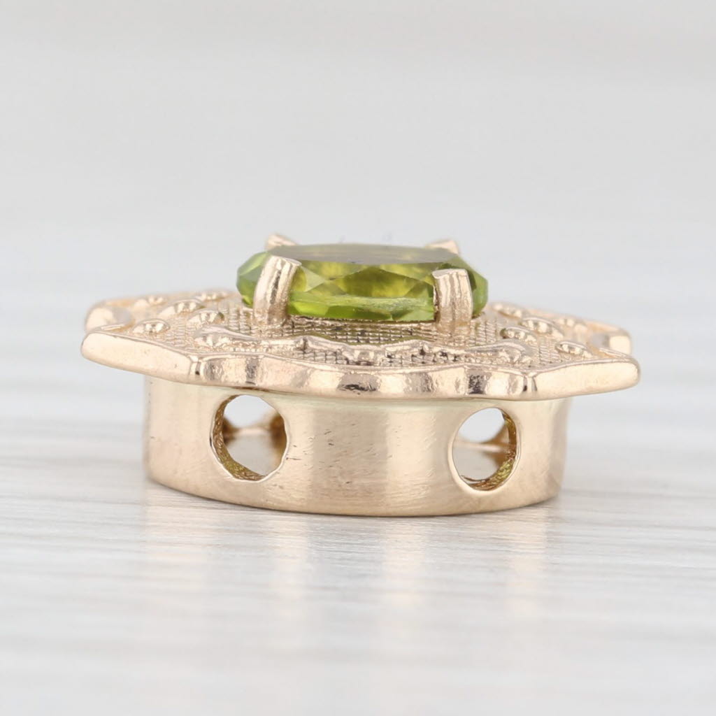 Light Gray 0.80ct Peridot Solitaire Slide Bracelet Charm 14k Yellow Gold Richard Glatter