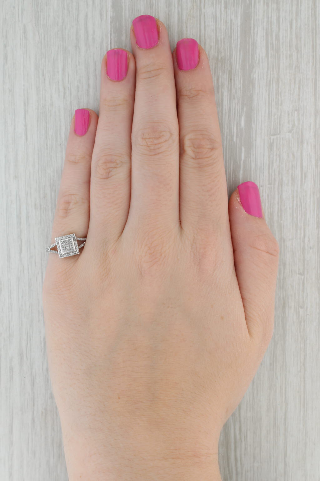 Dark Gray 0.30ctw Diamond Halo Ring 10k White Gold Size 7 Engagement