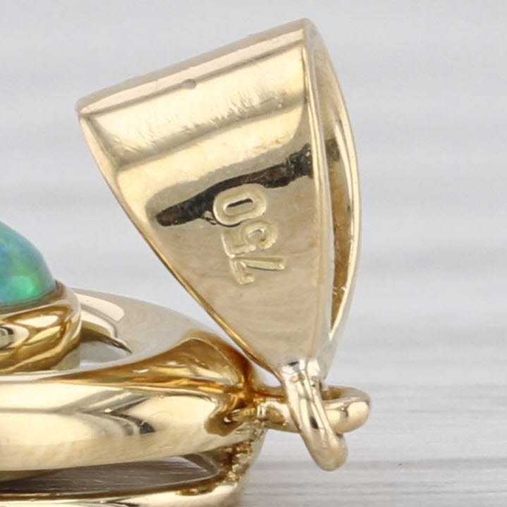 Boulder Opal Cabochon 0.24ctw Diamond Pendant 18k Yellow Gold