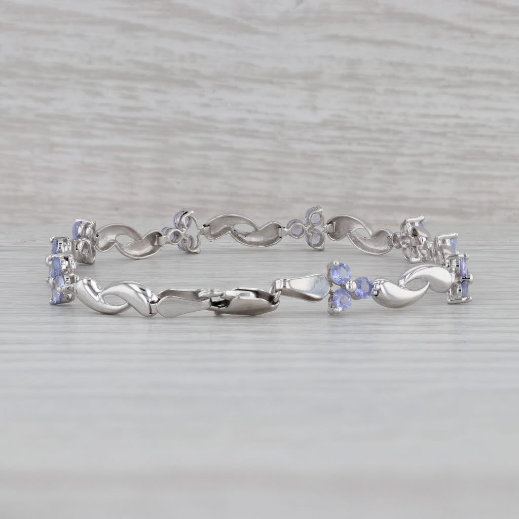 Gray 2ctw Tanzanite Cluster Bracelet 14k White Gold 7”