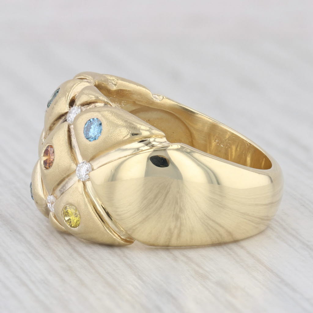 Light Gray 0.47ctw Multicolor Diamond Crosshatch Ring 18k Yellow Gold Size 7.25