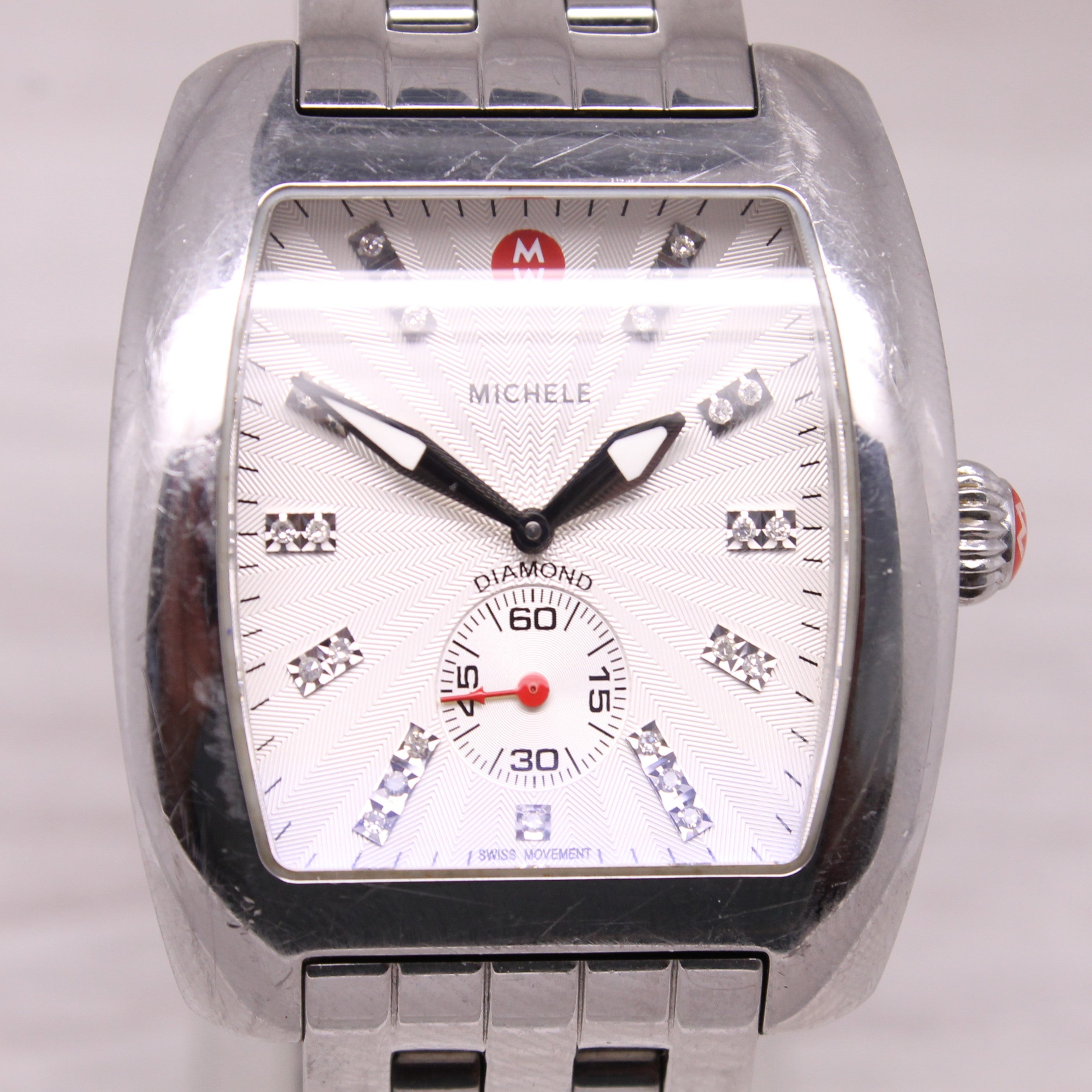 Michele Urban XL Diamond 37mm Stainless Steel Watch Quartz MW02T00A0942 Swiss