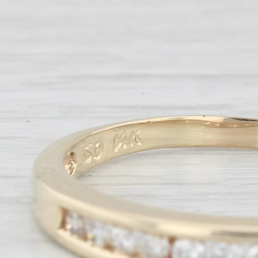 Light Gray 0.22ctw Diamond Wedding Band 14k Yellow Gold Size 8.5 Stackable Anniversary Ring