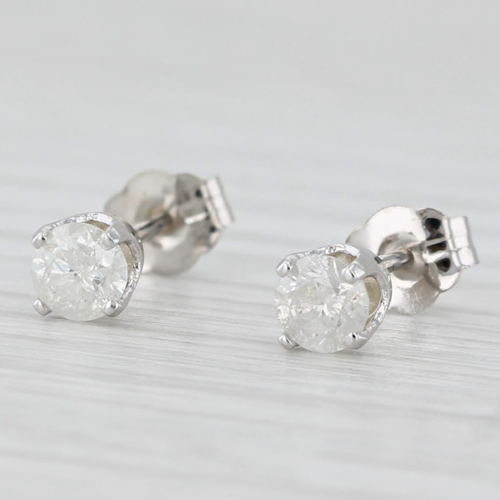 Light Gray 0.40ctw Round Diamond Solitaire Stud Earrings 14k White Gold