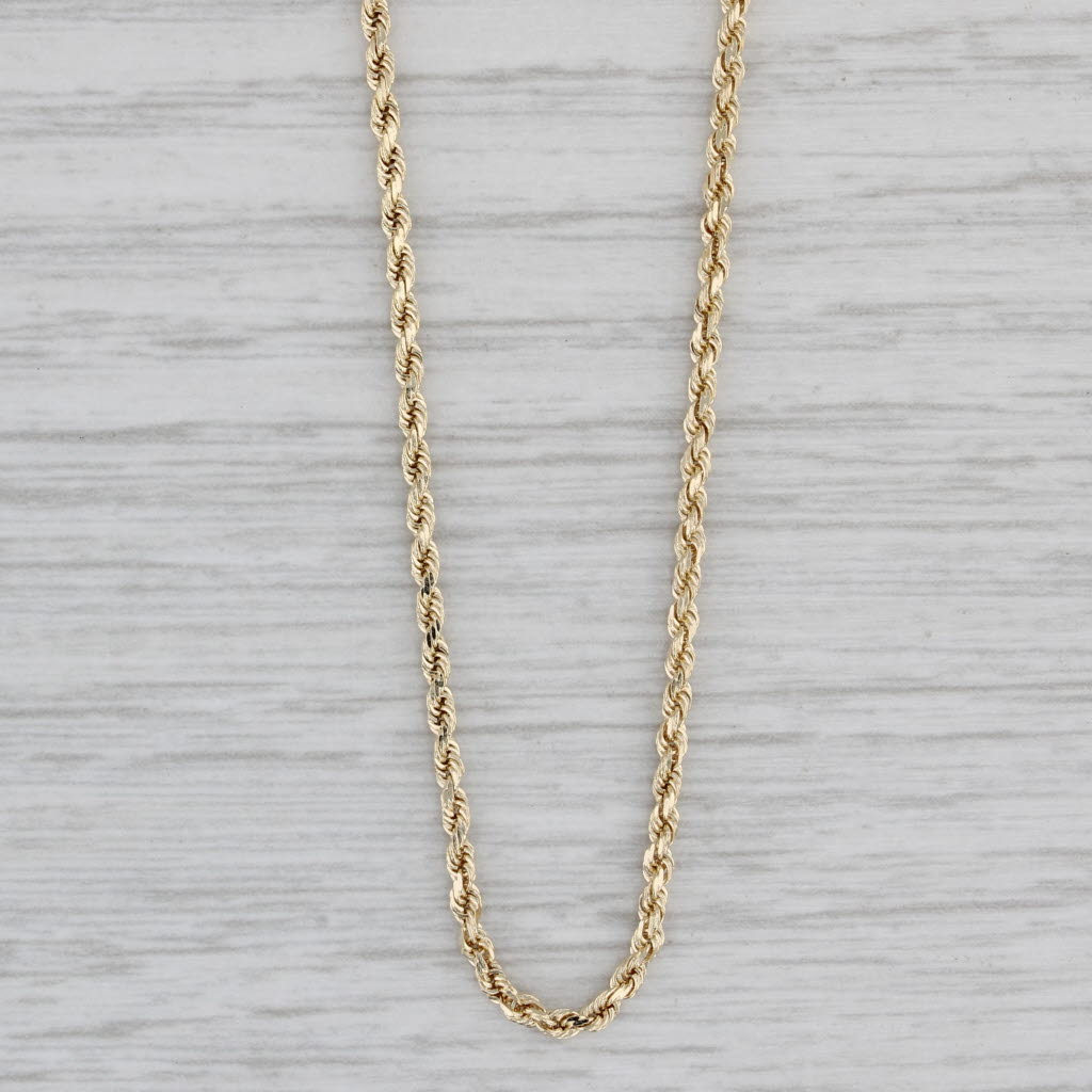 Gray Rope Chain Necklace 14k Yellow Gold 20" 1.8mm