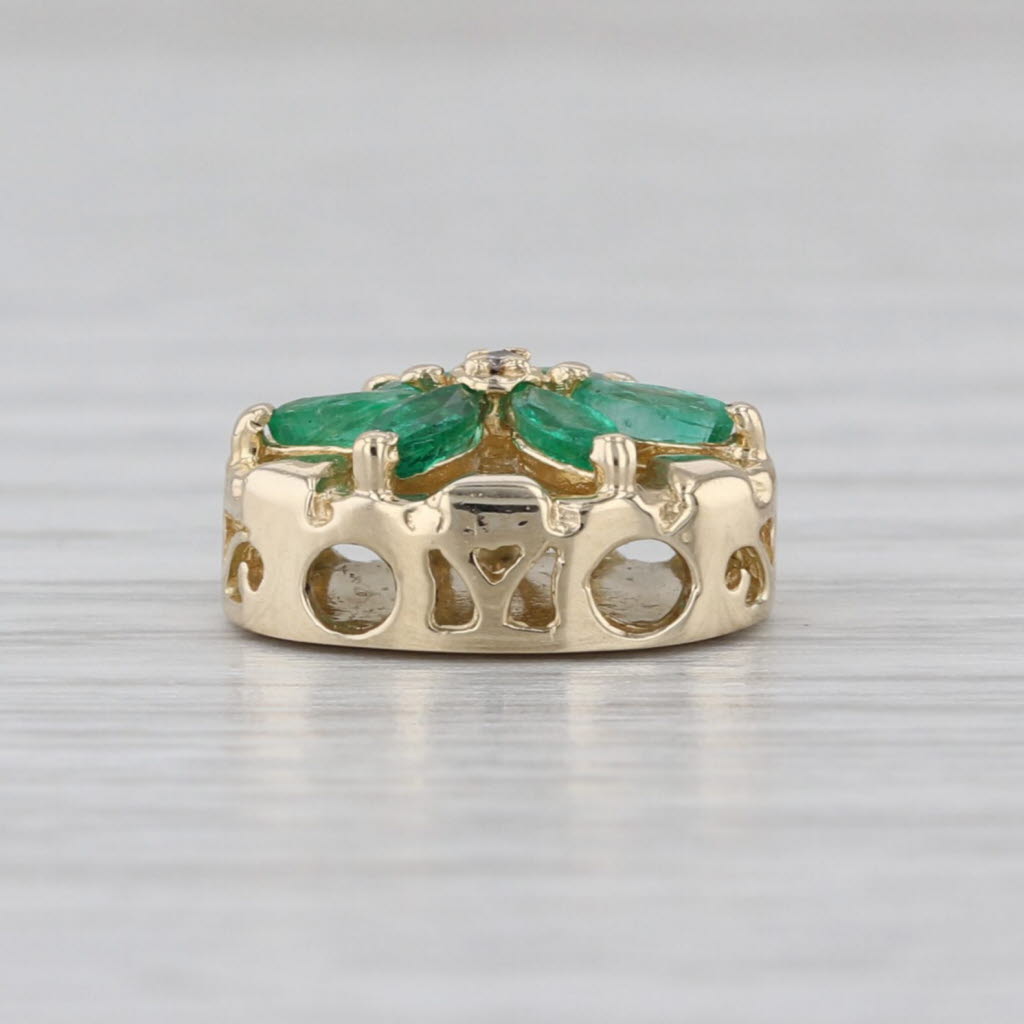 0.44ctw Emerald Diamond Flower Slide Bracelet Charm 14k Yellow Gold Archer