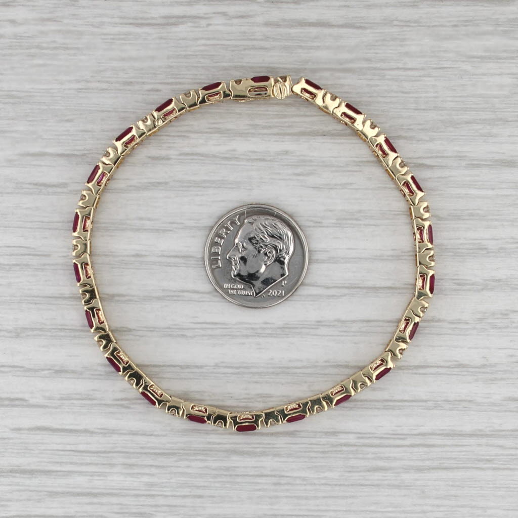 5.98ctw Ruby Diamond Tennis Bracelet 14k Yellow Gold 6.75" 4.2mm