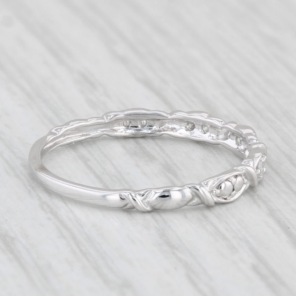 Light Gray Diamond Wedding Band 10k White Gold Size 7 Stackable Band