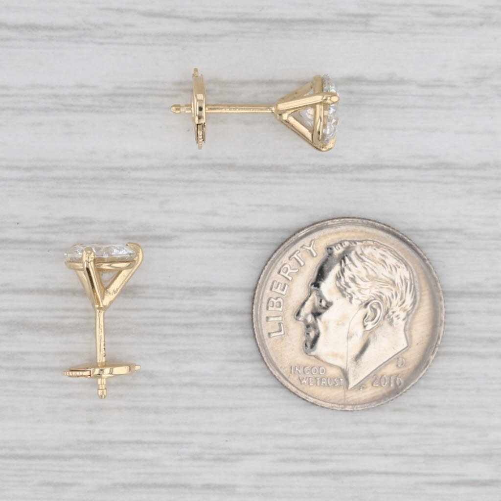 New 2ctw Lab Grown Diamond Stud Earrings 14k Gold IGI Round VVS1-VS2 D-E Studs