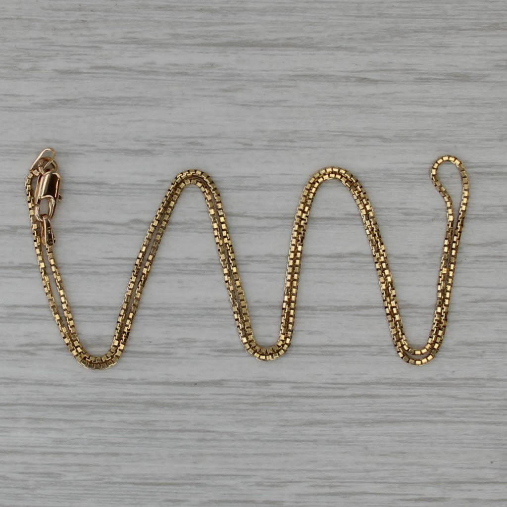 Box Chain Necklace 14k Yellow Gold 16" 1mm