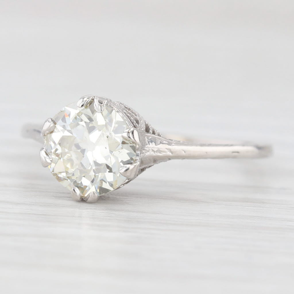 Light Gray 1.23ct Old European Diamond Solitaire Engagement Ring 14k Gold Filigree Sz 6.25