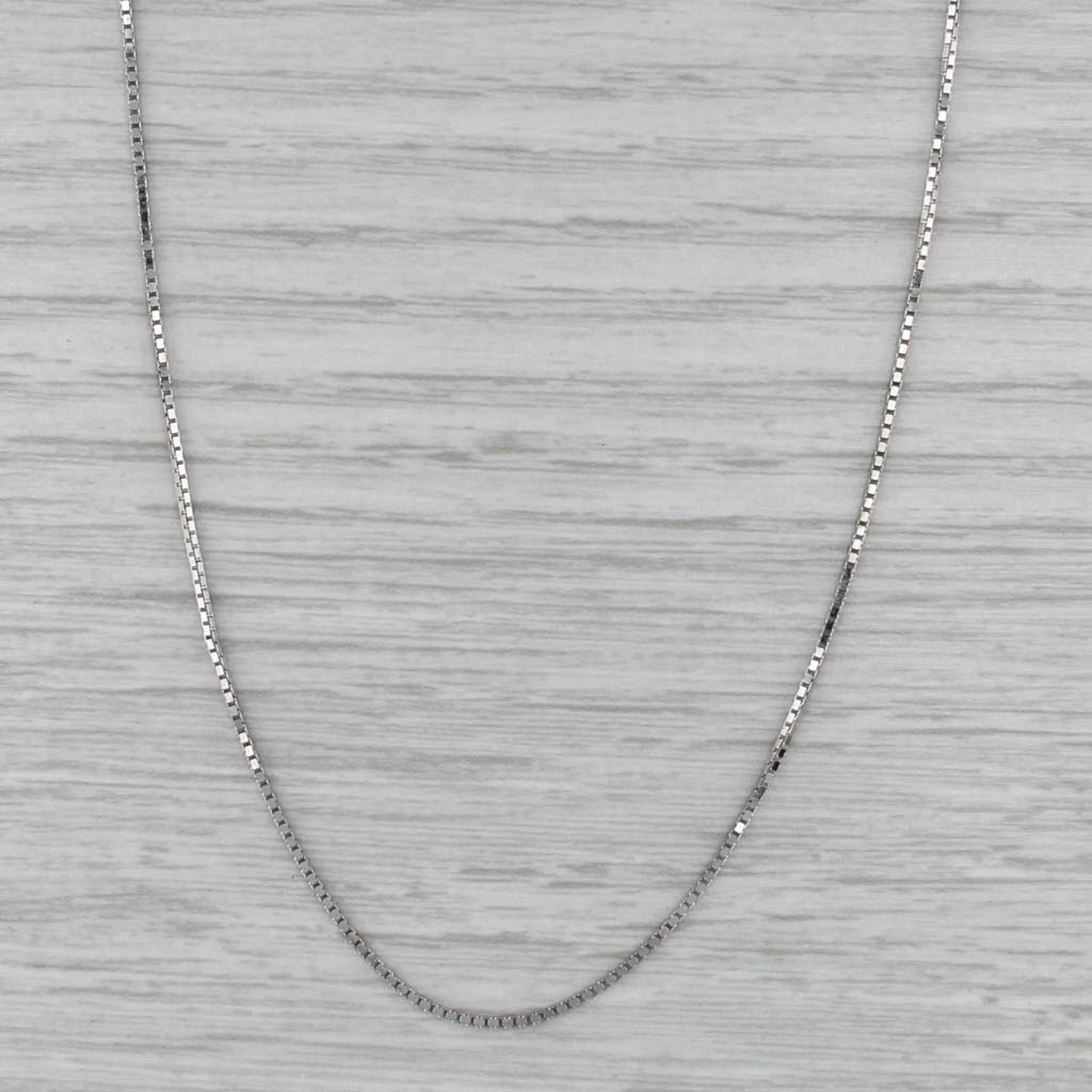 Box Chain Necklace 10k White Gold 16" 0.8mm