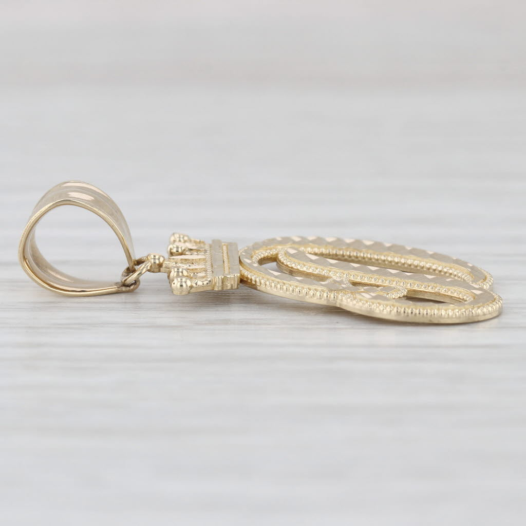 Crowned Letter D Pendant 10k Yellow Gold King Queen Initial