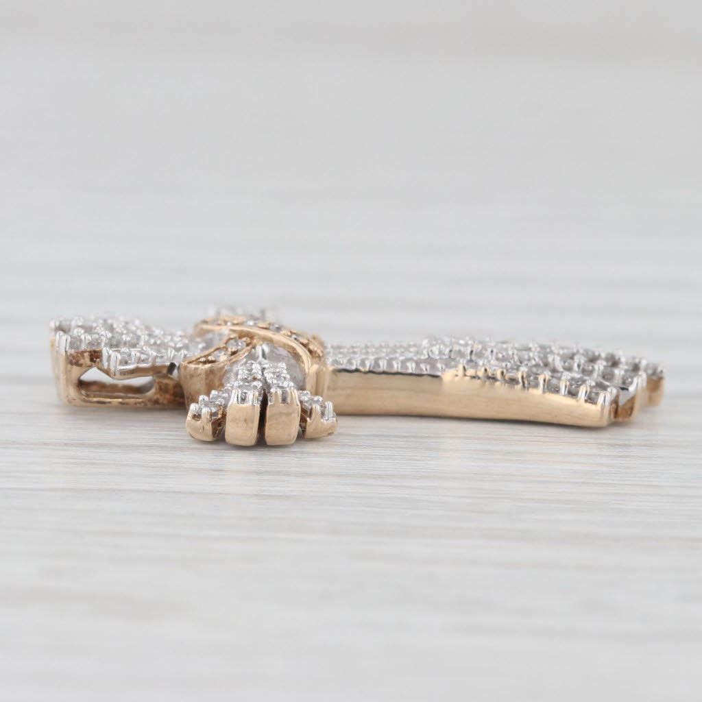 Light Gray 0.19ctw Diamond Cross Pendant 10k White Yellow Gold