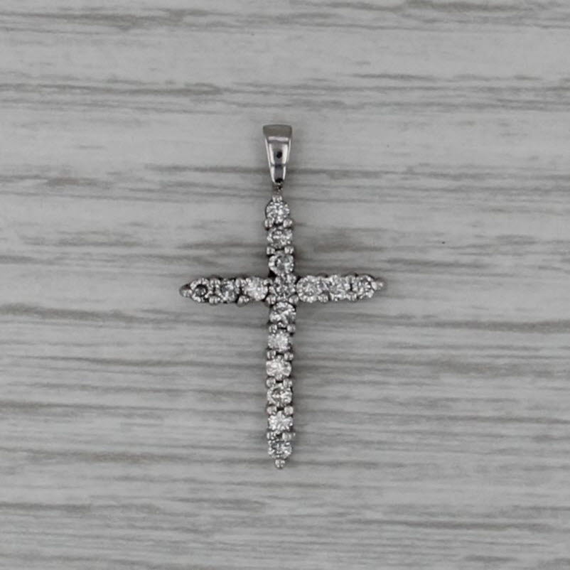 0.42ctw Diamond Platinum Cross Pendant Fine Religious Jewelry