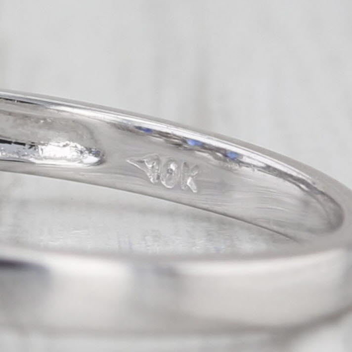 0.68ctw Lab Created Sapphires Diamond 3-Stone Ring 10k White Gold Size 7.25