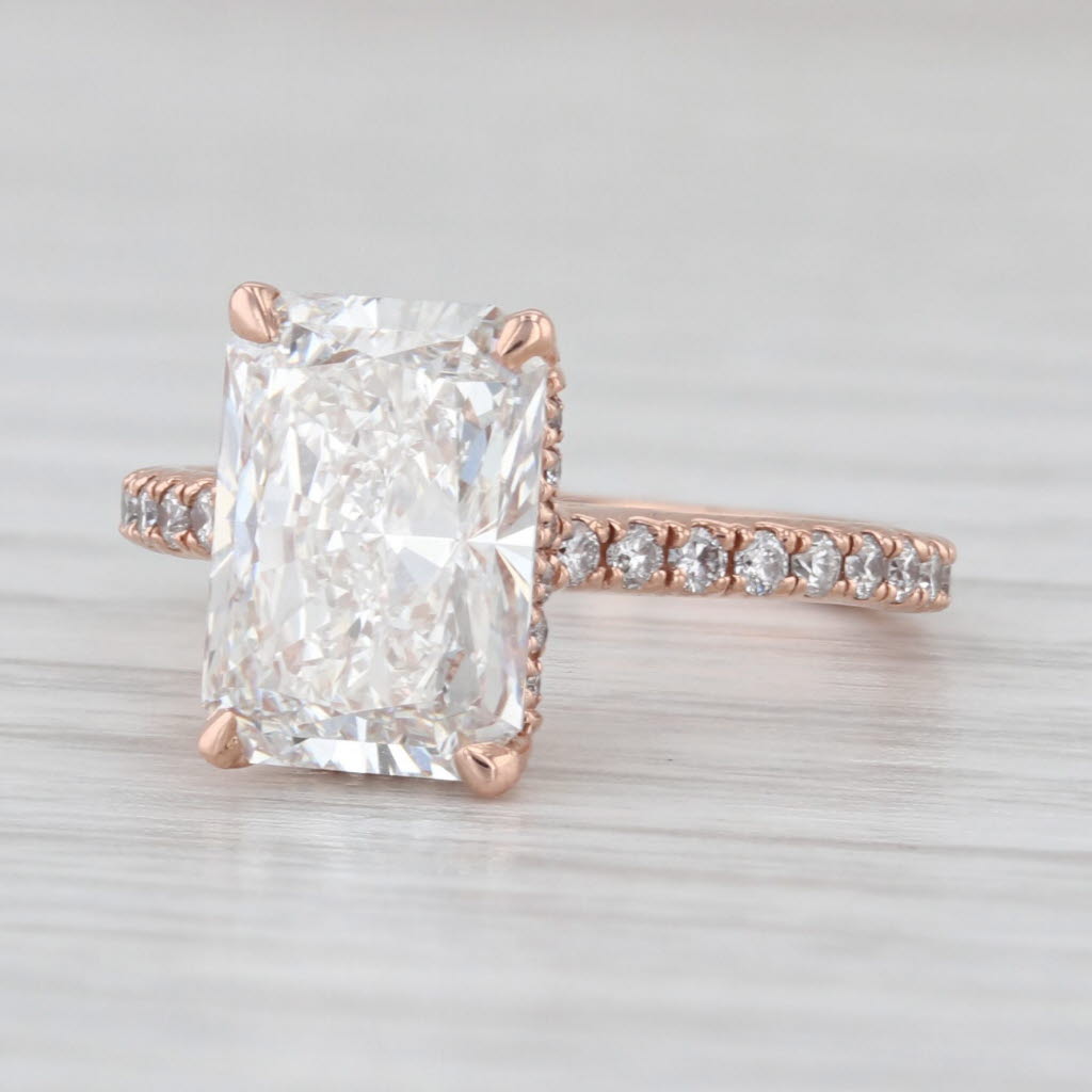 2.87ctw Lab Grown Diamond Engagement Ring 14k Rose Gold Size 3.75 IGI