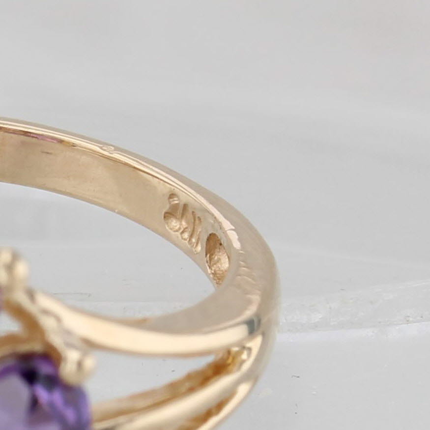 Gray 5.20ctw Amethyst Hearts Cluster Ring 14k Yellow Gold Size 7